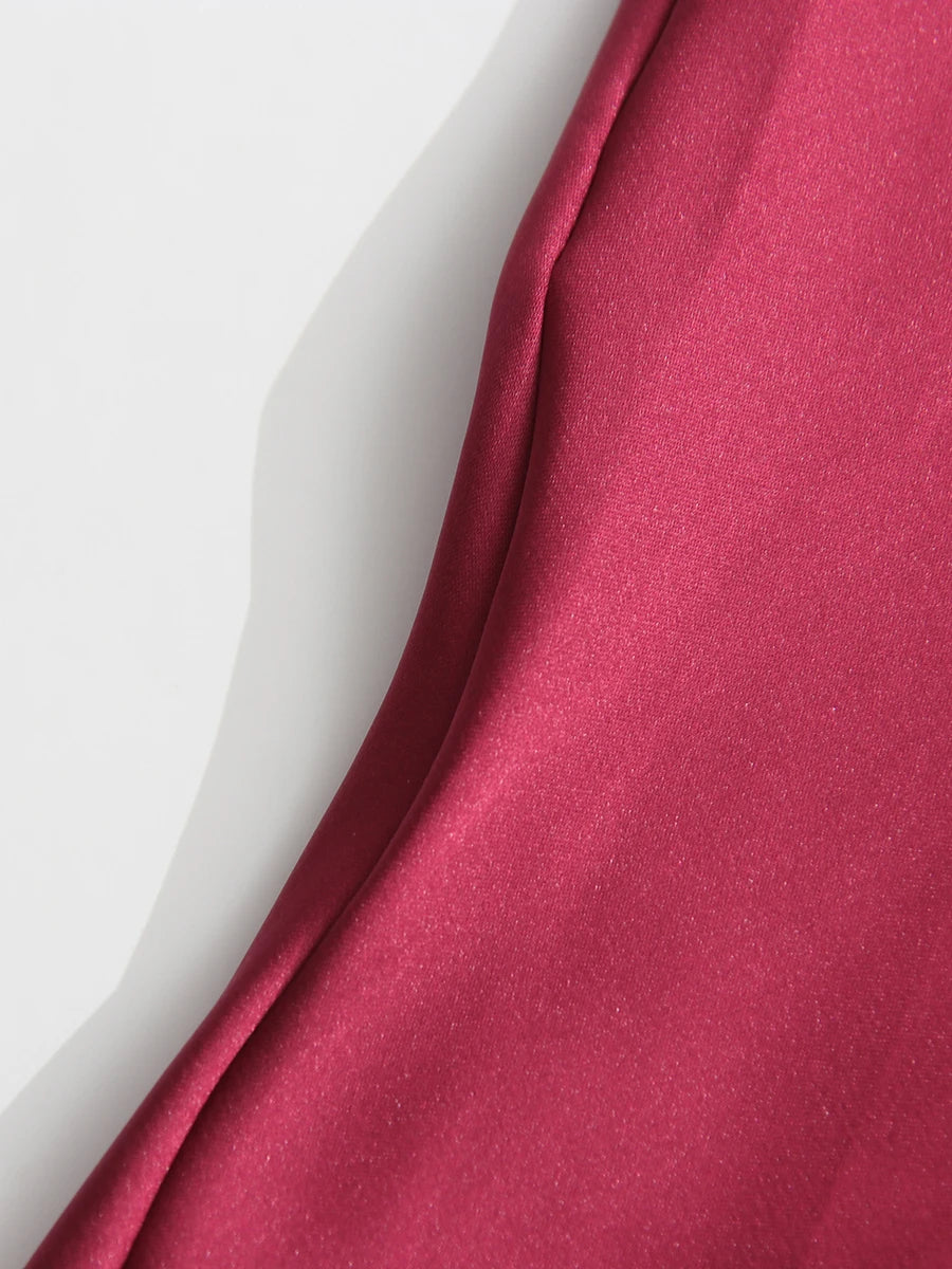 Beliane Satin Two Tone Slip Lace Maxi Dress with Slit