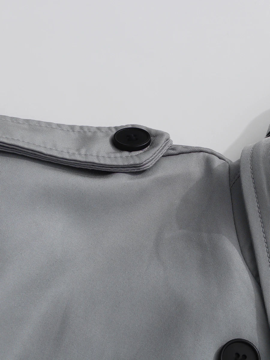 Dinala Power Drop Waist Trench Coat Dress