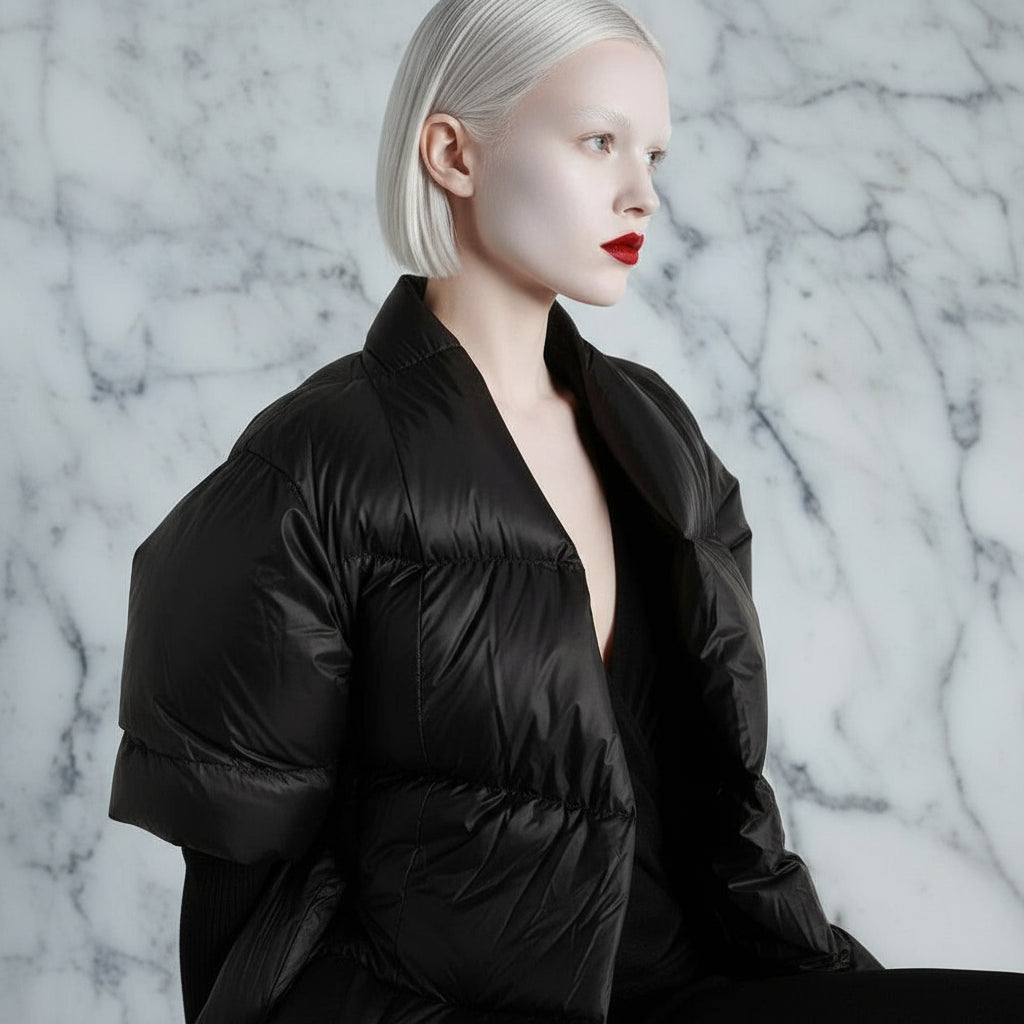 New Look Puff Quilted Kimono Wrap Bomber Jacket