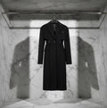 Wylia Black Cut Out Long Woolen Coat - ClosetBlues