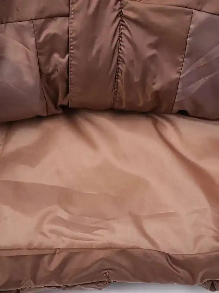 Bremea Brown Braided Puff Thick Jacket