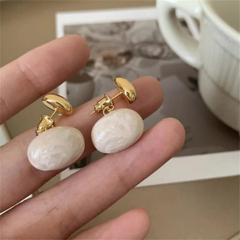 Marbleized MIni Oval Earrings