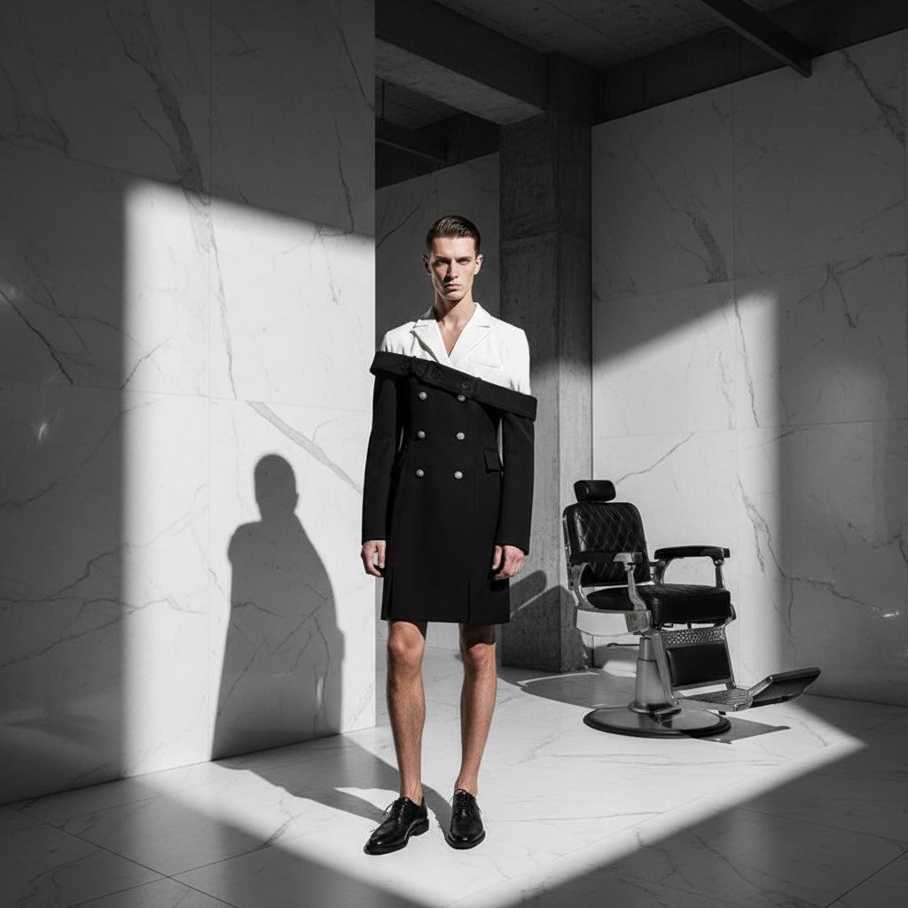 ItsCarl Black Double Breasted Two Tone Blazer Dress