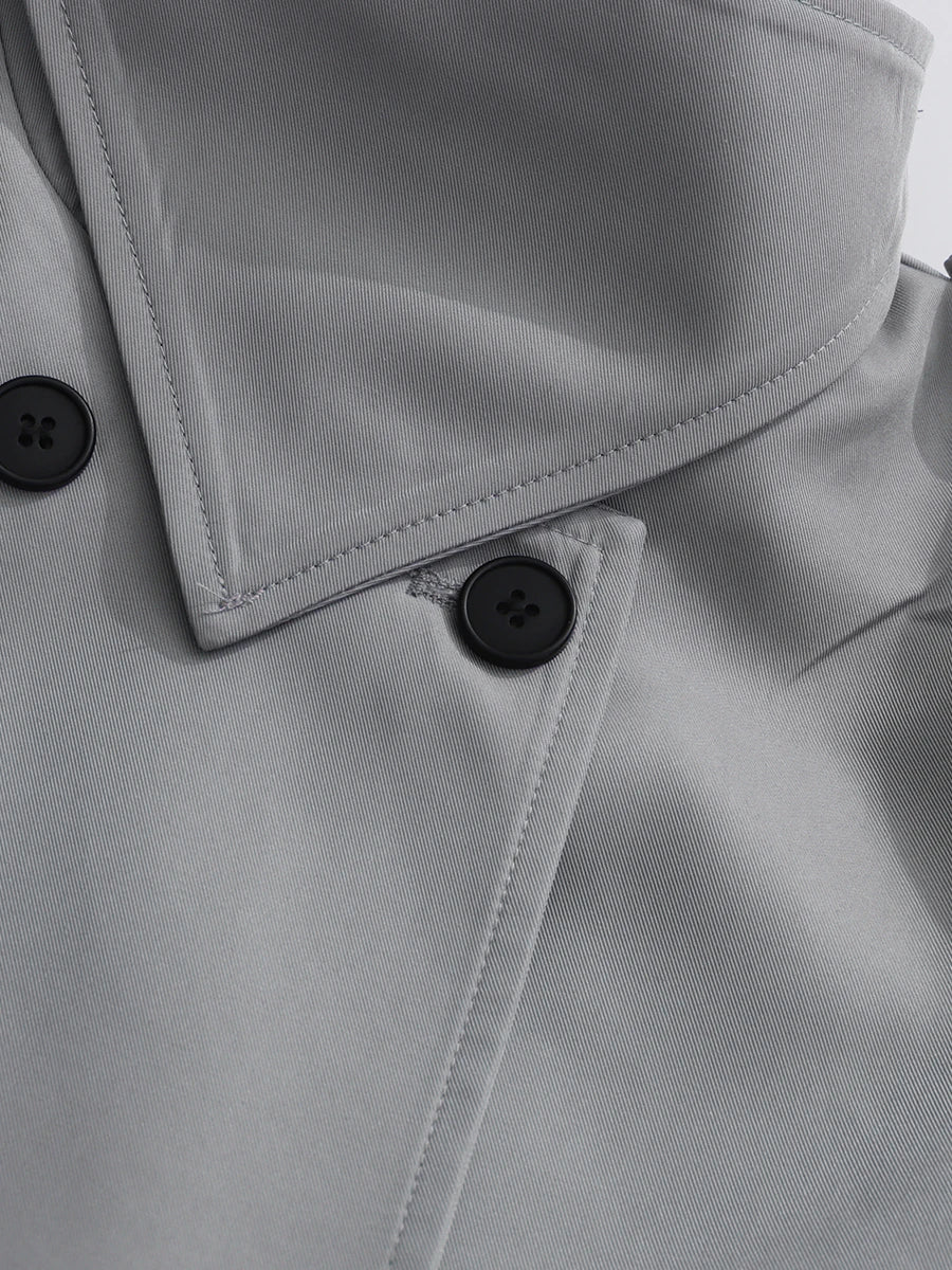 Dinala Power Drop Waist Trench Coat Dress