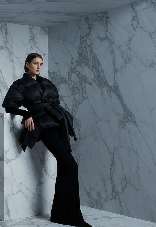 New Look Puff Quilted Kimono Wrap Bomber Jacket