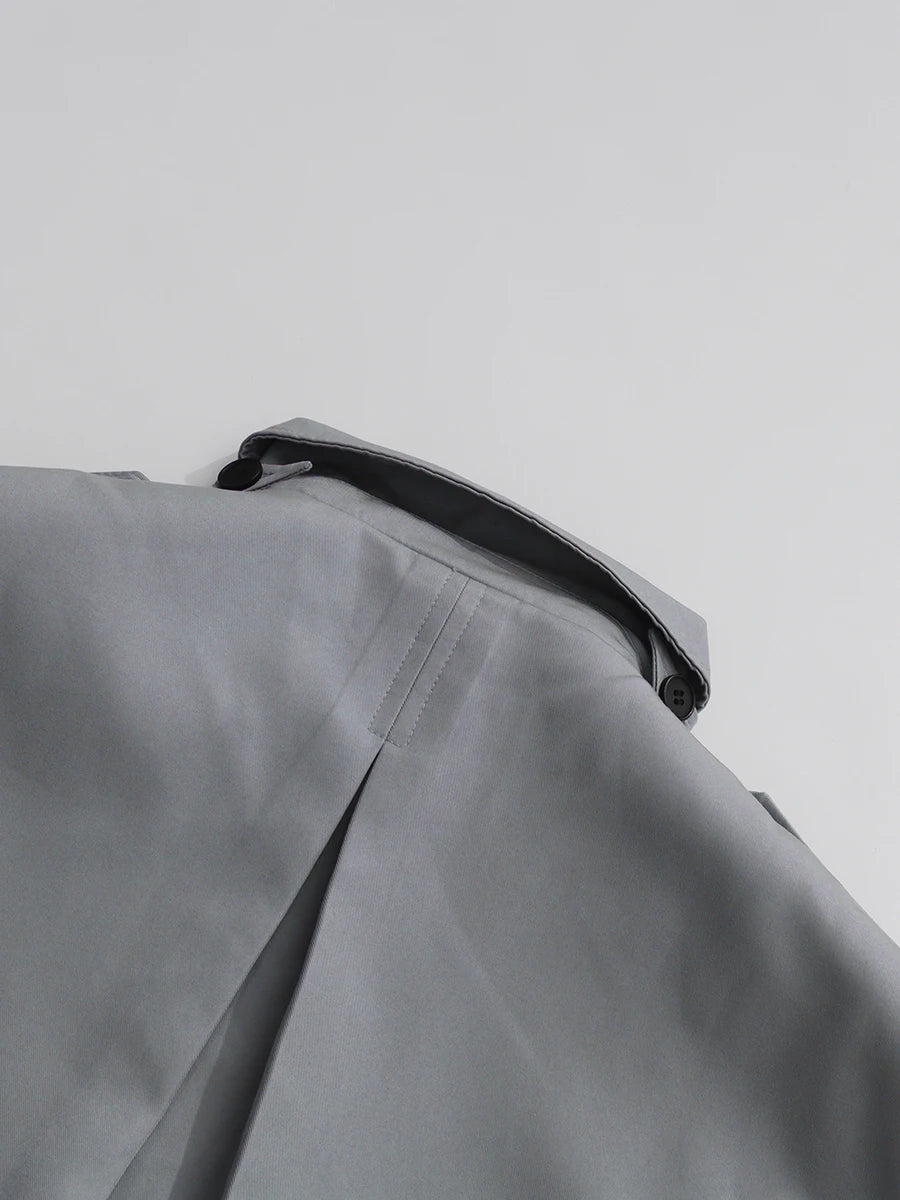 Dinala Power Drop Waist Trench Coat Dress