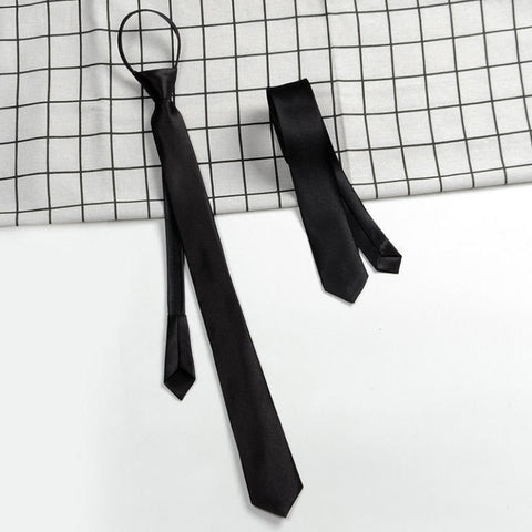 Black Narrow Elastic Necktie