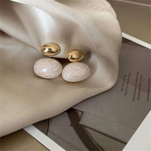 Marbleized MIni Oval Earrings
