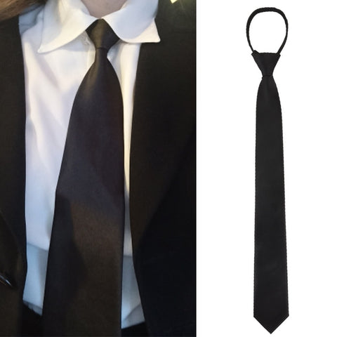 Black Narrow Elastic Necktie