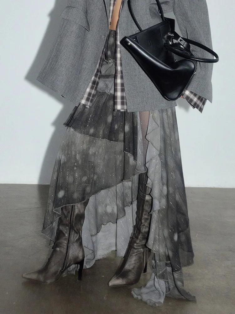 Dumiola Asymetrical Layered Chiffon Maxi Skirt - ClosetBlues