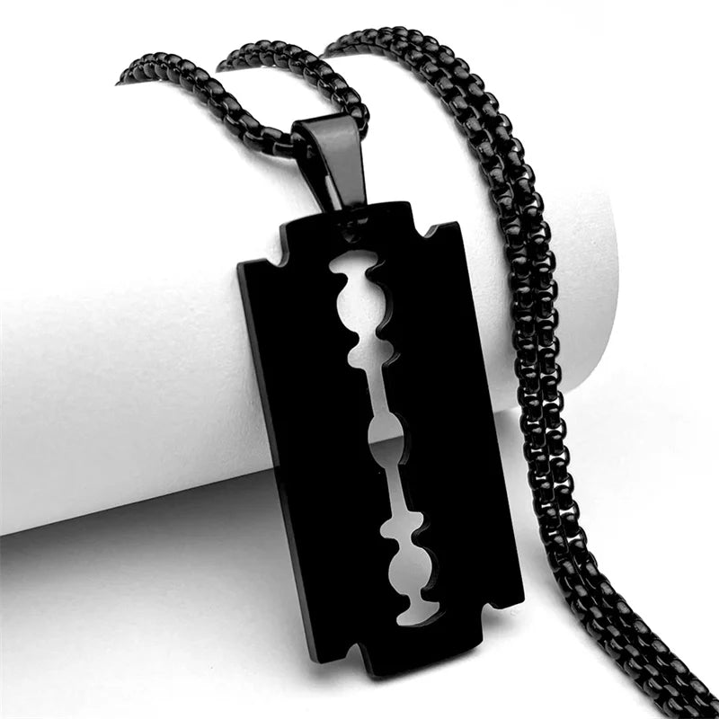 BLKOUT Blade Razor Pendant Necklace