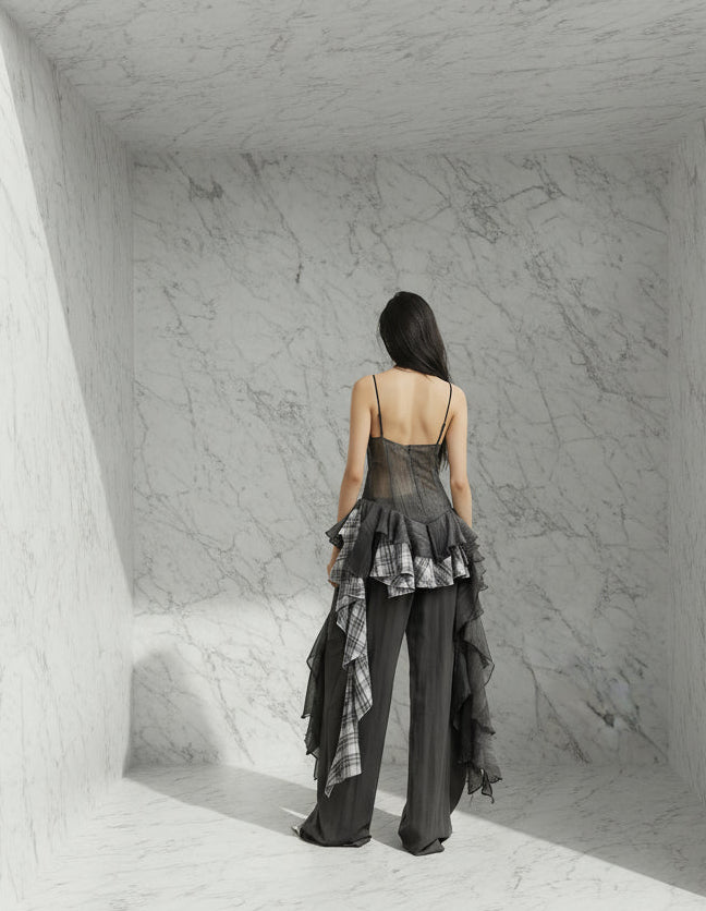 Delare Irregular Spaghetti Strap Slip Dress