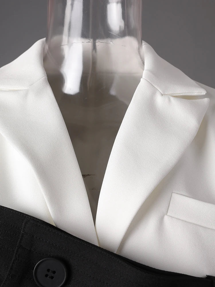 ItsCarl Black Double Breasted Two Tone Blazer Dress