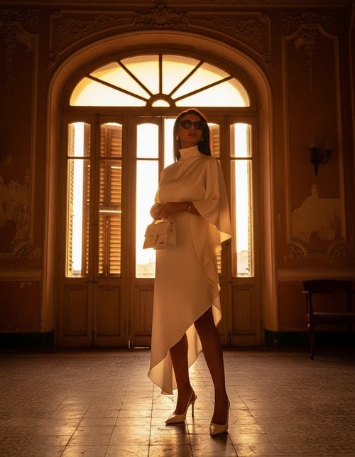 Habana Noon Sabel One Shoulder Sleeve Asymmetrical Dress - ClosetBlues