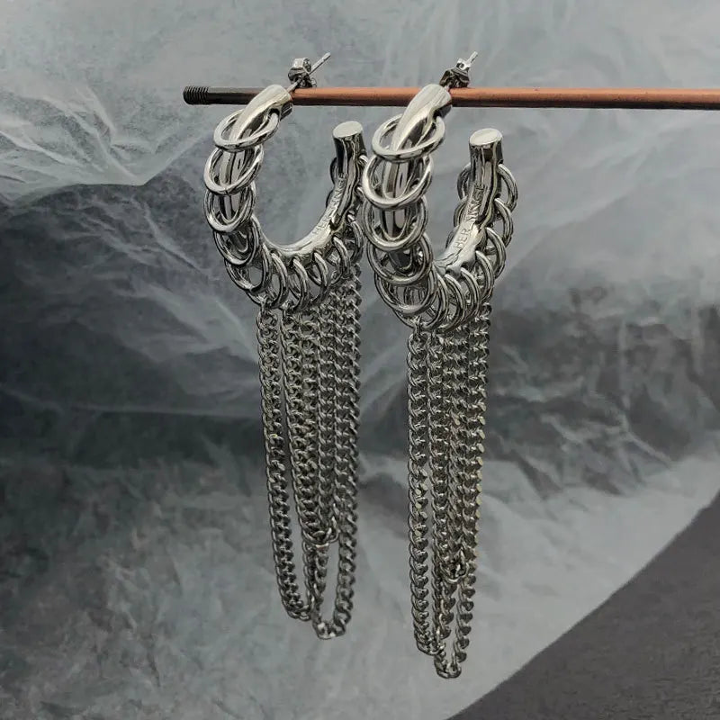 KillK Gold and Silver Chain Hoop Earrings - ClosetBlues
