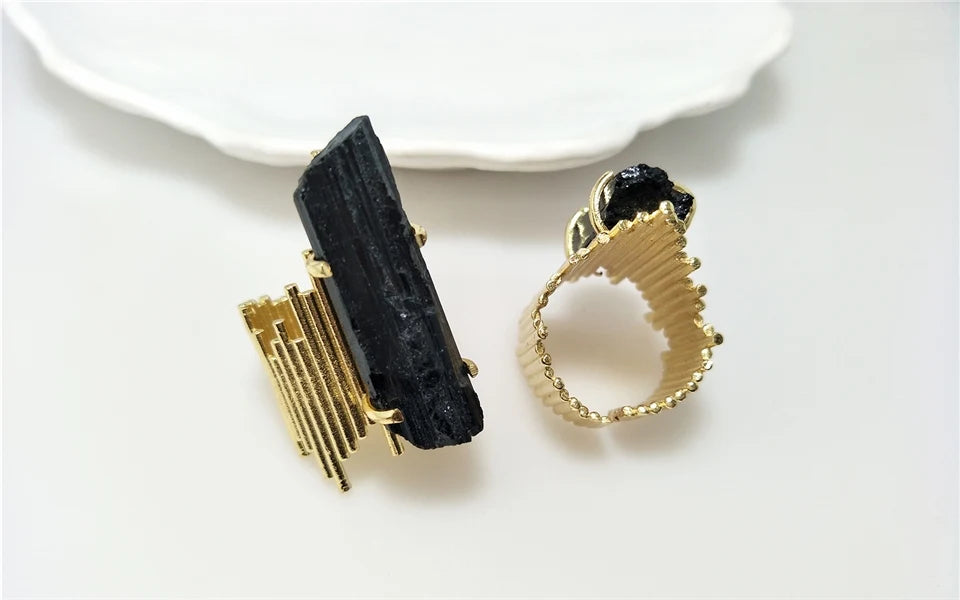 BLKOUT Tourmaline Brutalist Plated Ring