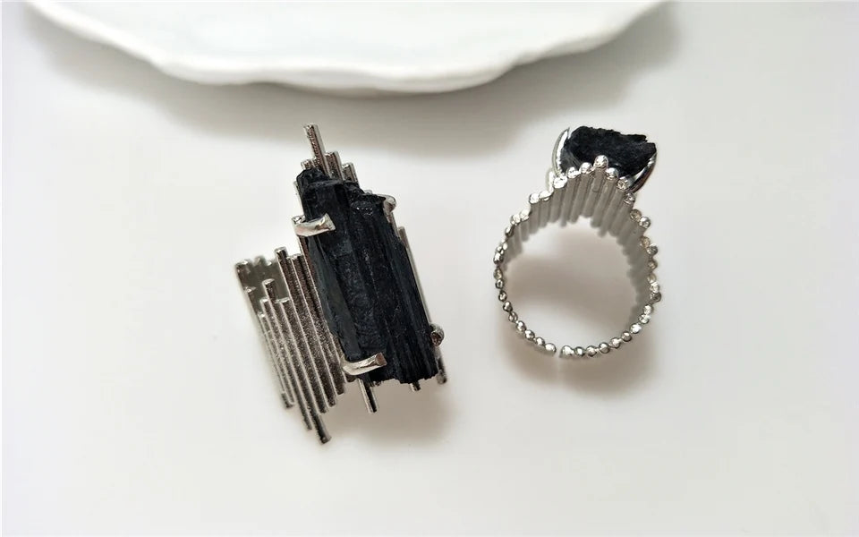 BLKOUT Tourmaline Brutalist Plated Ring