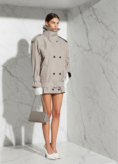 Dinala Power Drop Waist Trench Coat Dress - ClosetBlues