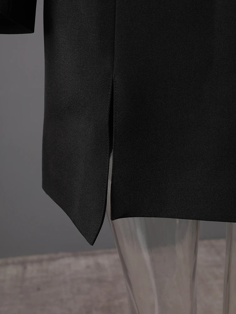 ItsCarl Black Double Breasted Two Tone Blazer Dress