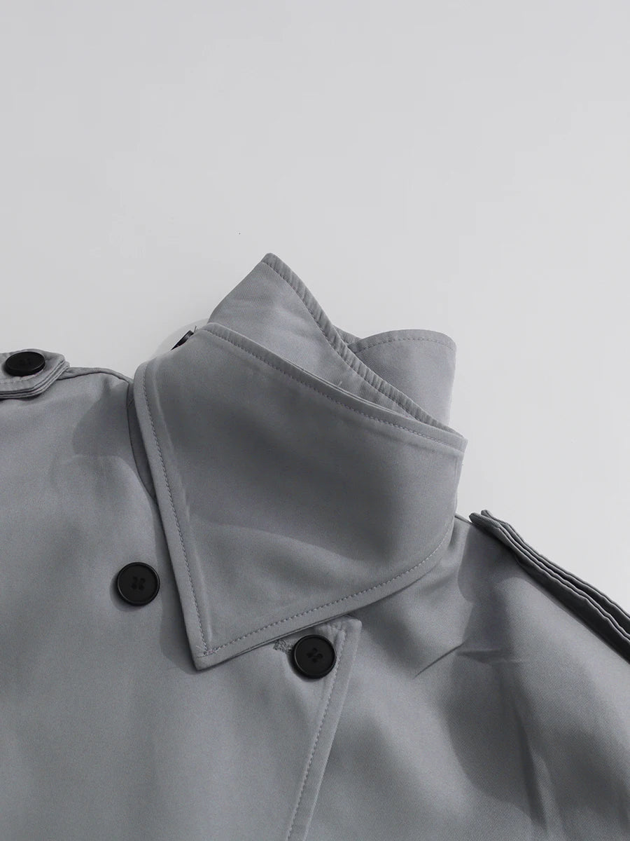 Dinala Power Drop Waist Trench Coat Dress