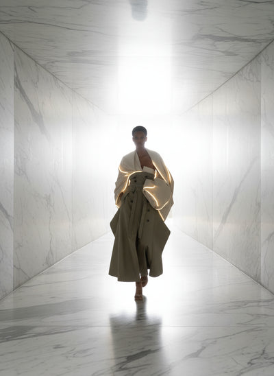 Bulonesse Trench Coat Strapless Maxi Dress Double Belted - ClosetBlues