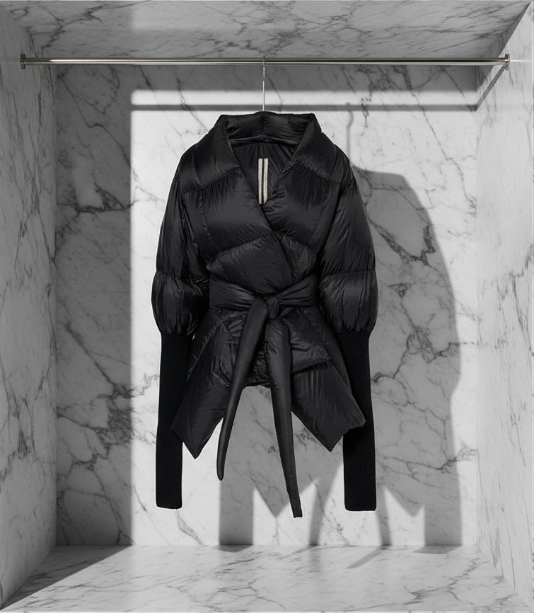 New Look Puff Quilted Kimono Wrap Bomber Jacket