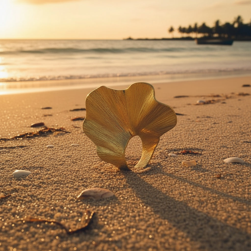 Ginkgo Leaf Ring for Women Men Fashiontrend Classic Metal Pleated Personality Leaf Fan-Shaped Finger Ring Punk Party Jewelry - ClosetBlues