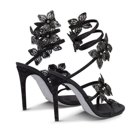 Water Diamond Flower Ankle Snake Wrap Shoes