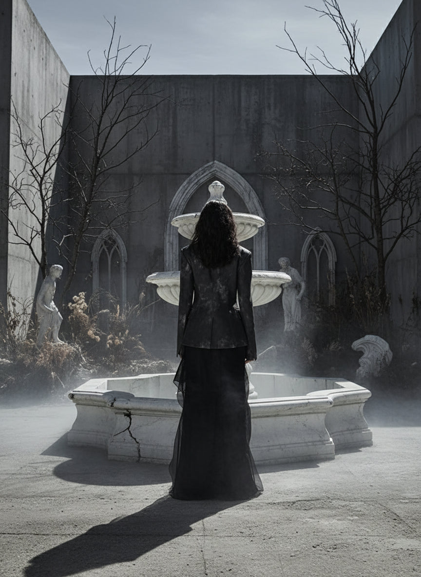 Ladiarra High Waist Black Pleated Sheer Cascade Mesh Skirt