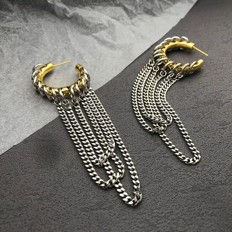 KillK Gold and Silver Chain Hoop Earrings - ClosetBlues