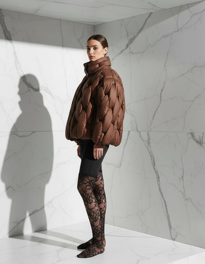 Bremea Brown Braided Puff Thick Jacket - ClosetBlues