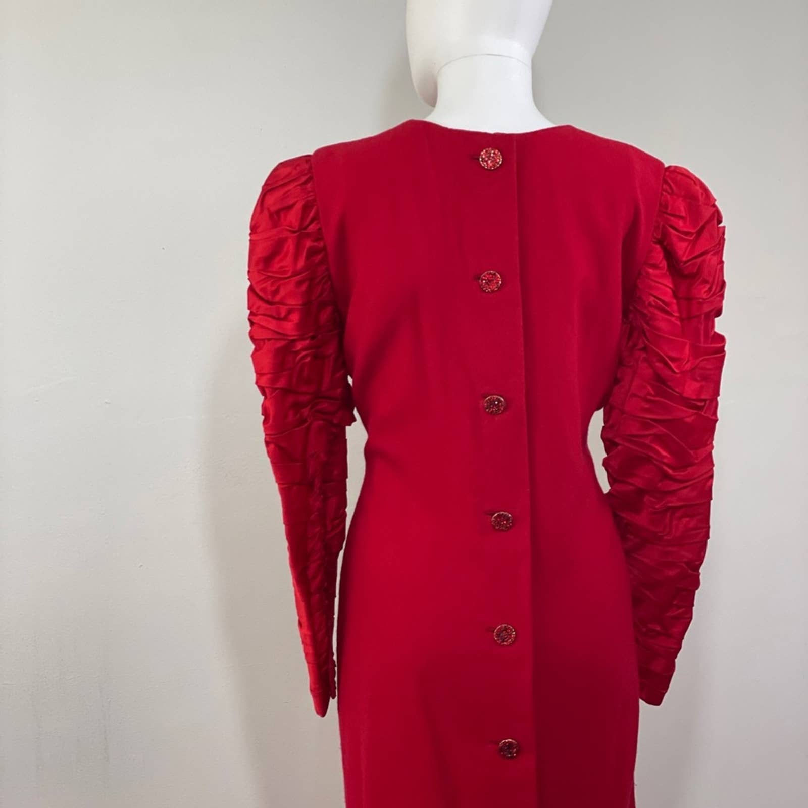 Vintage Bill Blass Dress with Statement Ruched Sleeves