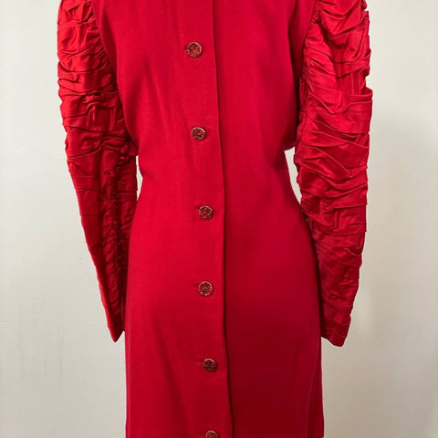 Vintage Bill Blass Dress with Statement Ruched Sleeves