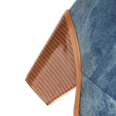 Reva Denim Blue Knee High Western Boots