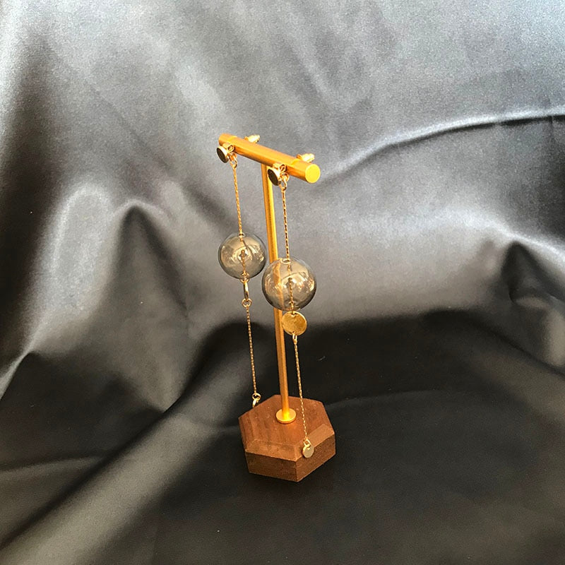 Orna Glass Drop Earrings Clear Spheres - ClosetBlues