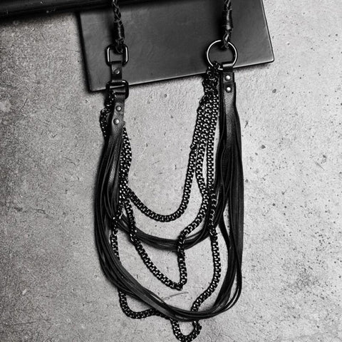 Blackout Chain Leather Layered Necklace