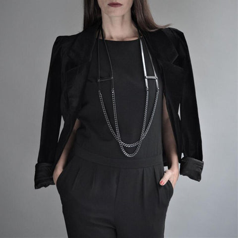 Blackout Geometric Leather Chain Necklace