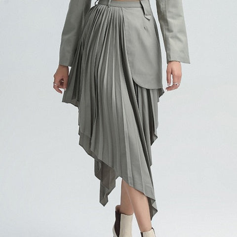 Leema Pleated Asymmetrical Skirt