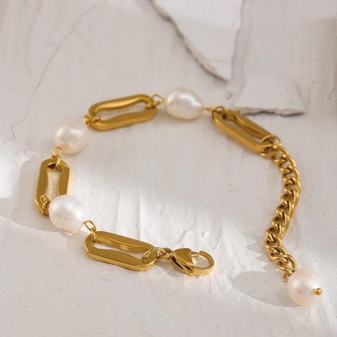 Gussie Pearls & Links Bracelet