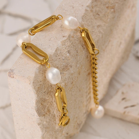 Gussie Pearls & Links Bracelet