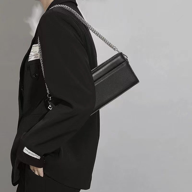 Double Chain Baguette Bag