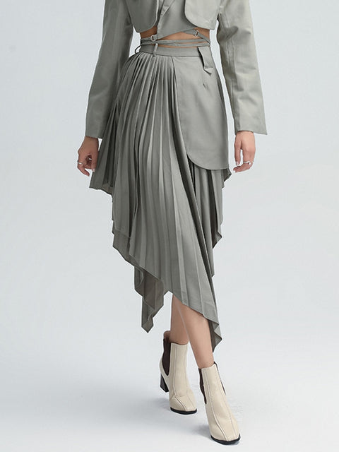 Leema Pleated Asymmetrical Skirt