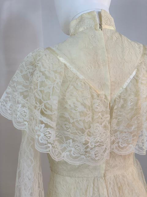 Vintage Handmade Prairie Lace Dress - ClosetBlues