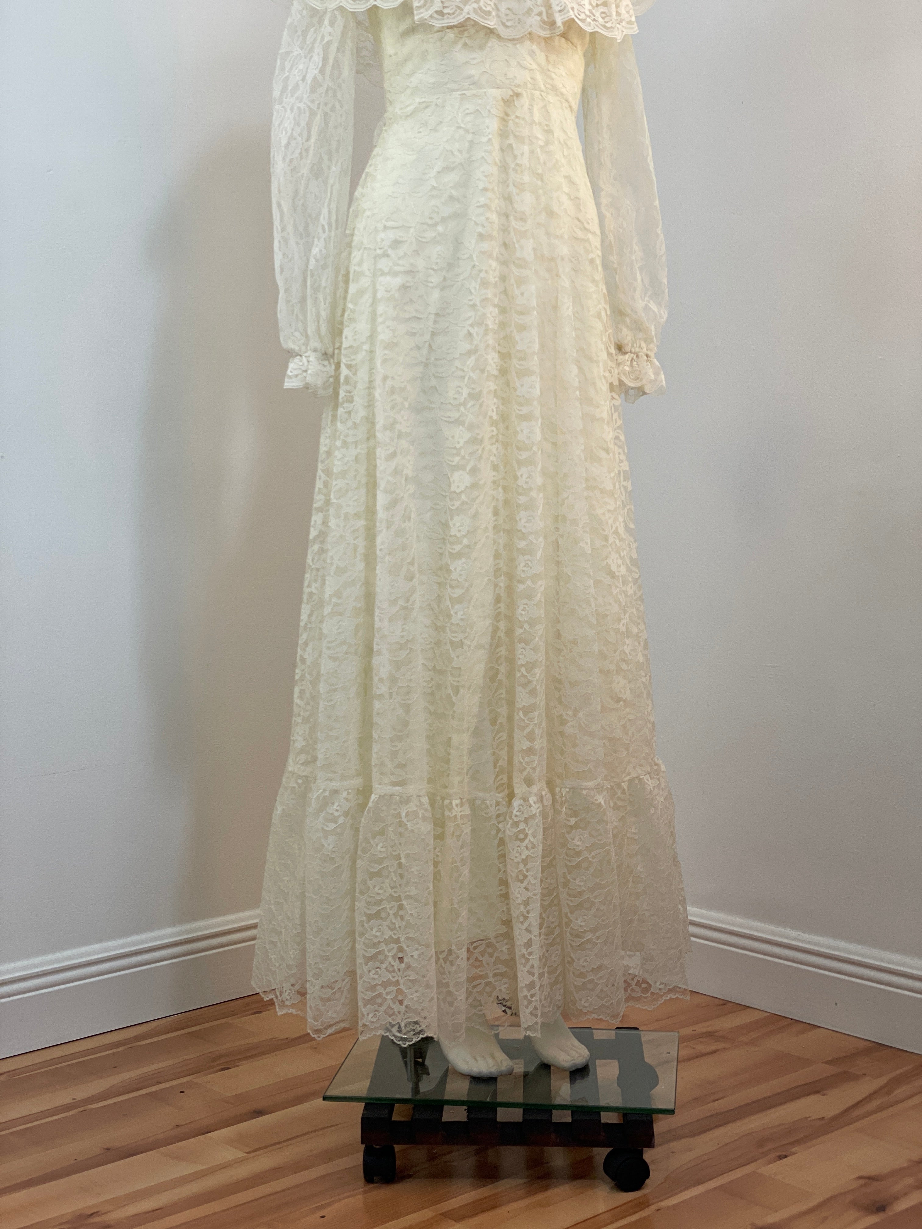 Vintage Handmade Prairie Lace Dress - ClosetBlues