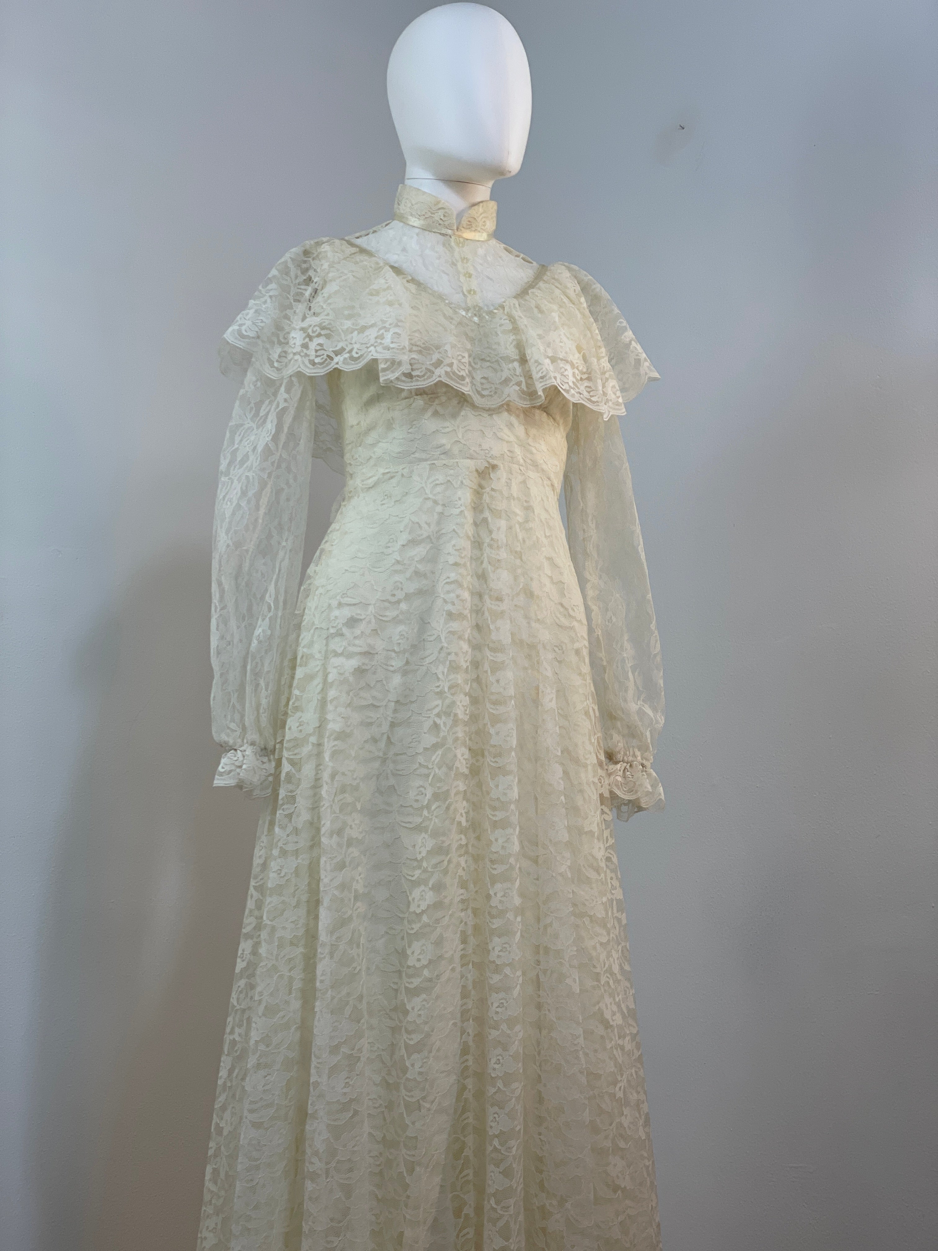 Vintage Handmade Prairie Lace Dress - ClosetBlues