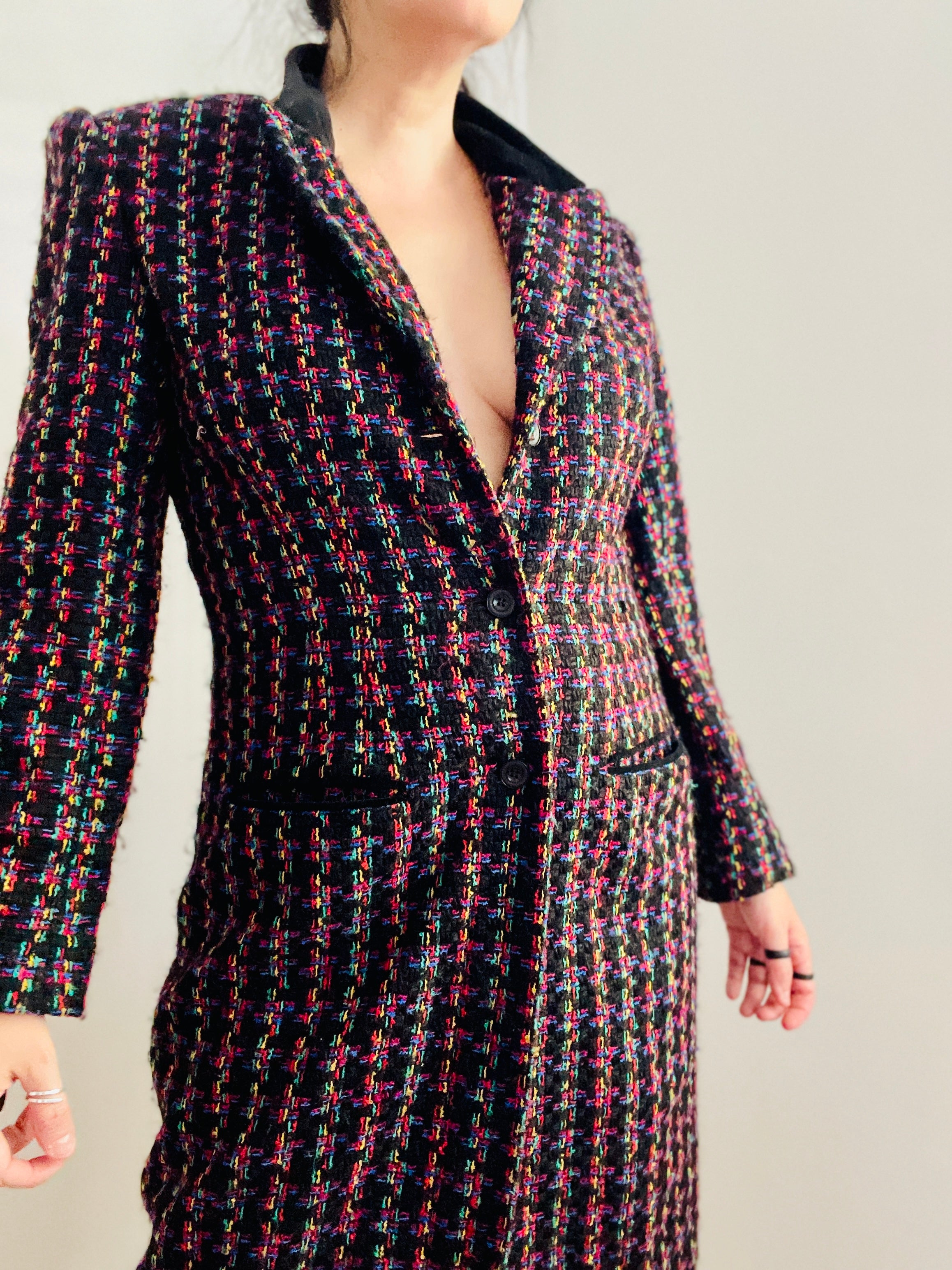 Oleg Cassini Multicolored Tweed Coat - ClosetBlues