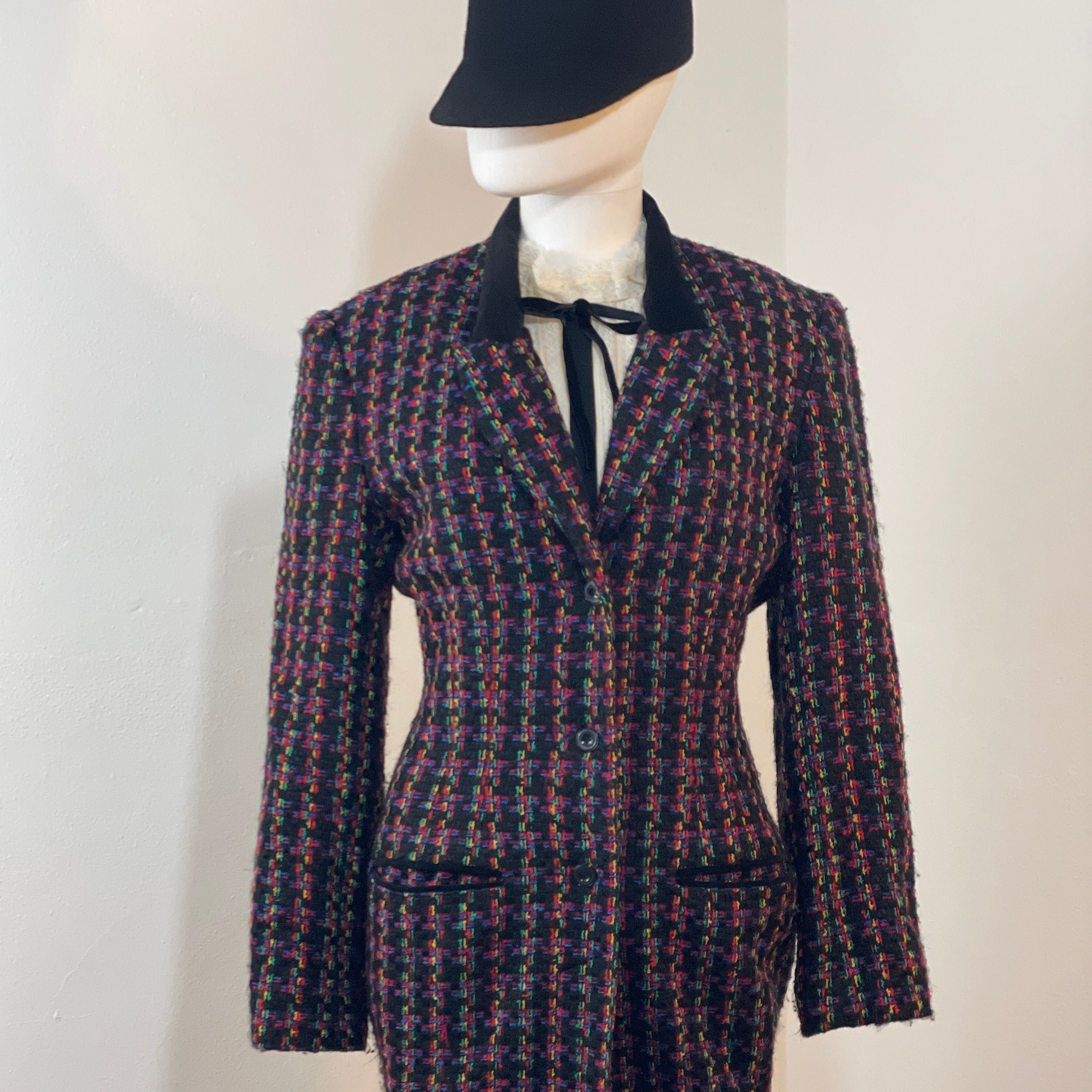 Oleg Cassini Multicolored Tweed Coat - ClosetBlues
