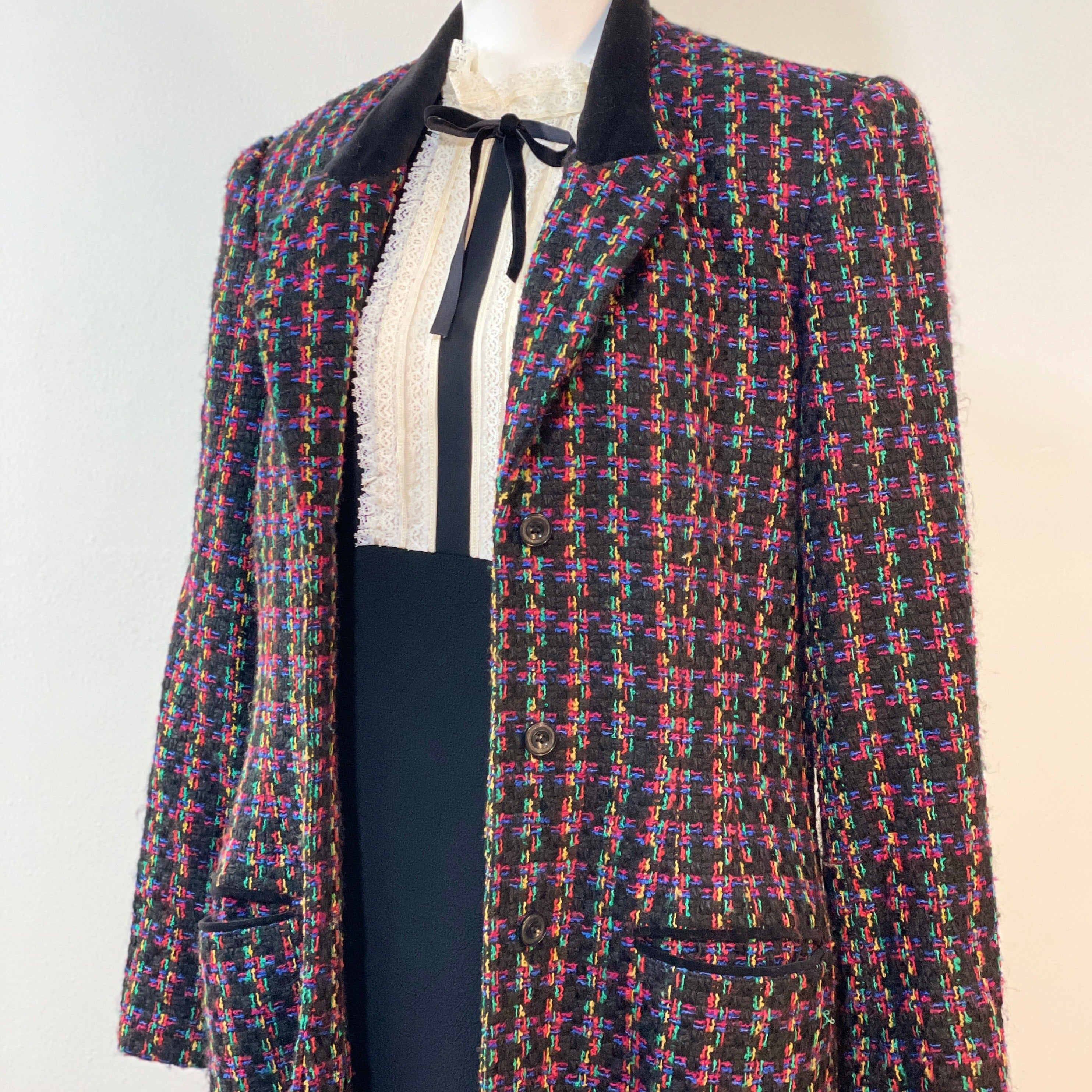 Oleg Cassini Multicolored Tweed Coat - ClosetBlues