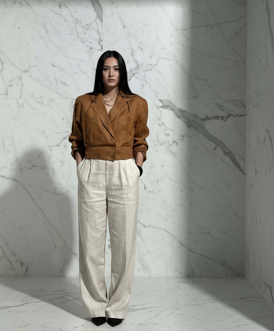 Structured Linen Jacket Rae Linen Double Breasted Cropped Structure Jacket - Vintage Oversized ...