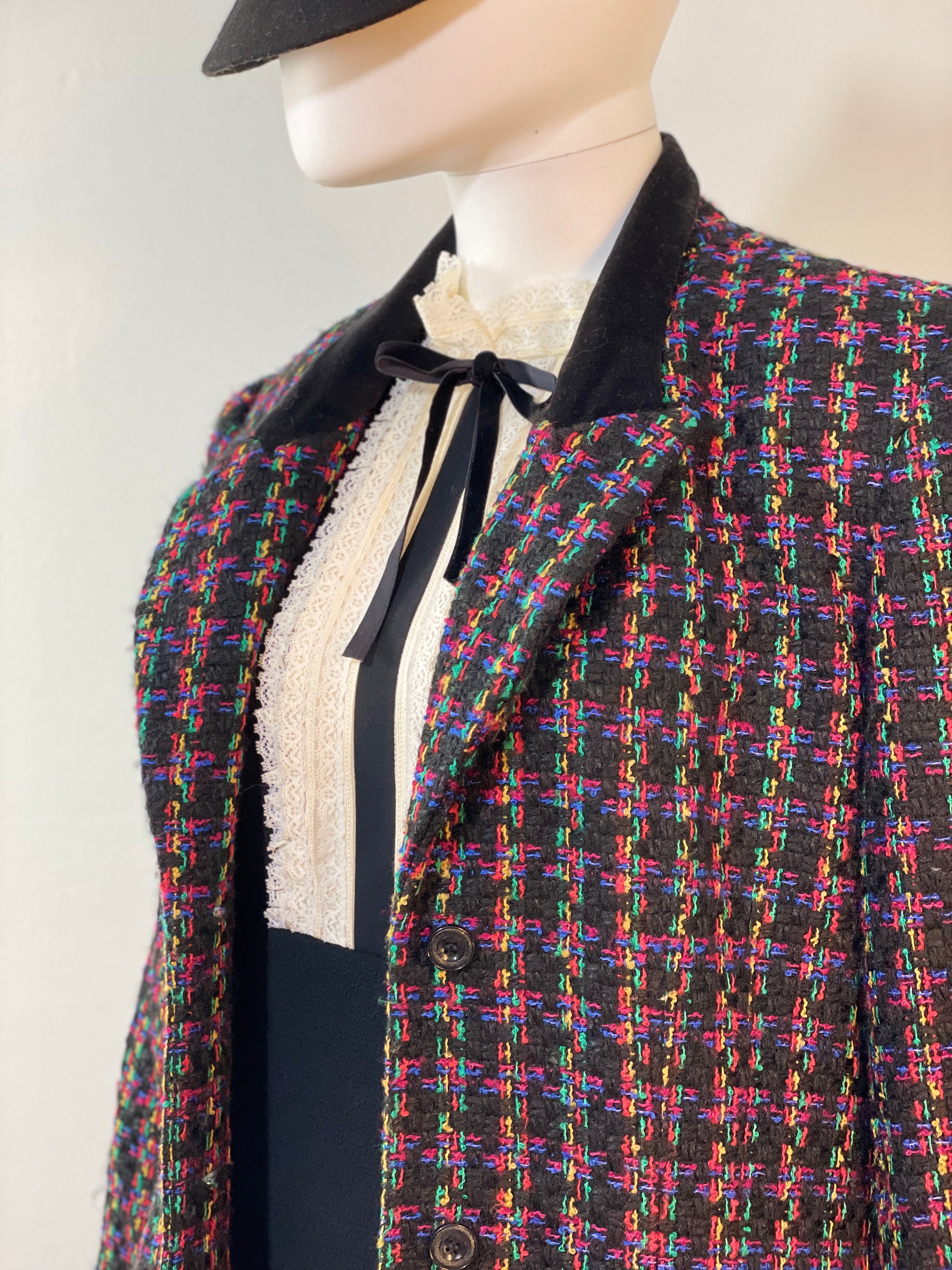 Oleg Cassini Multicolored Tweed Coat - ClosetBlues